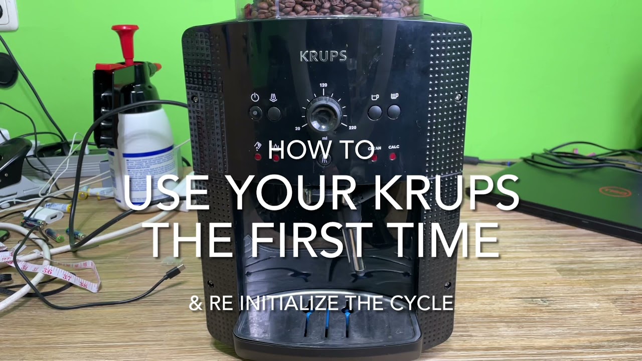 how to use your Krups the first time - EA8108 fully automatic coffee machine initalisation cycle