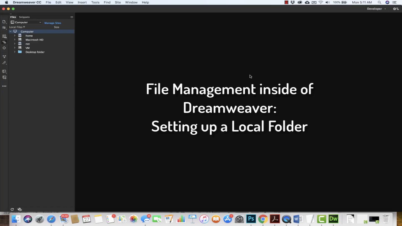 Getting Started with Dreamweaver: Creating a Local Folder