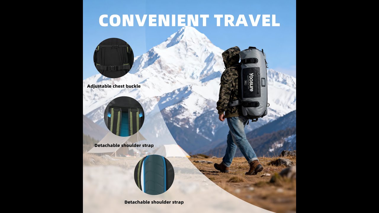 Yoosure 80L Waterproof Duffel Bag Backpack | Instructions & Setup Guide