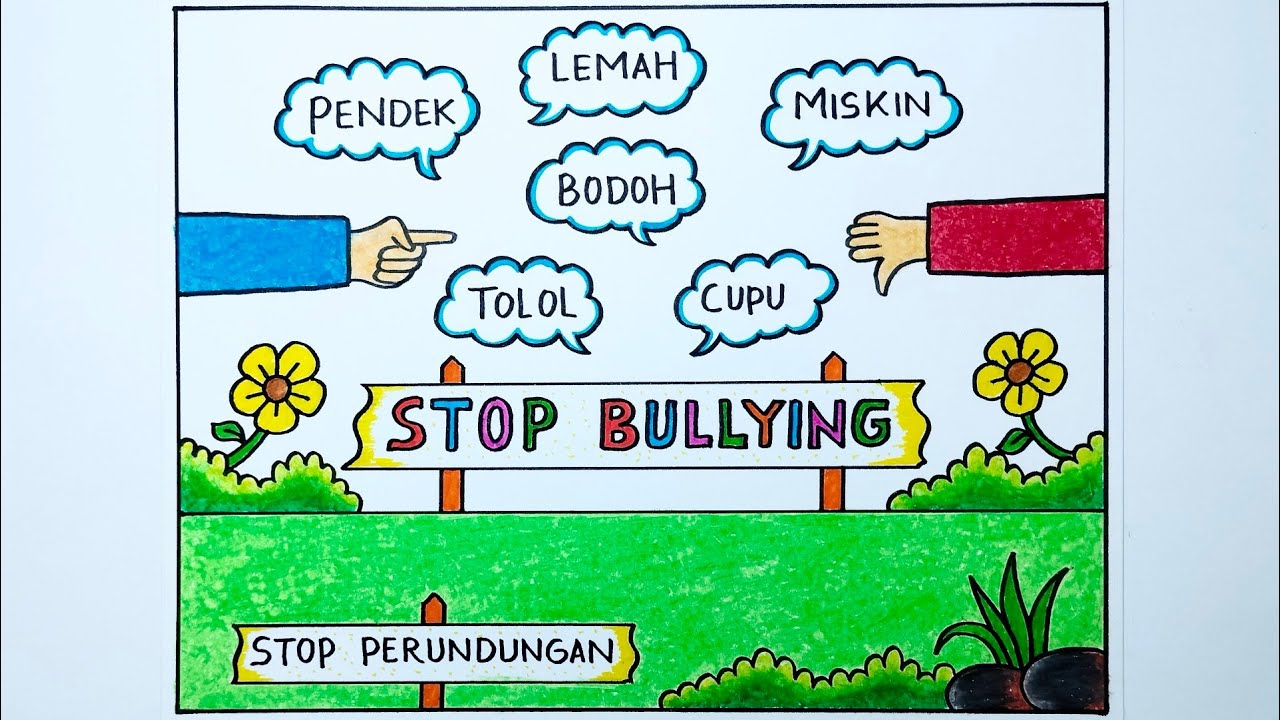 Cara menggambar Poster stop bullying 🖐️ Menggambar poster anti bullying 🚫 Poster anti bullying