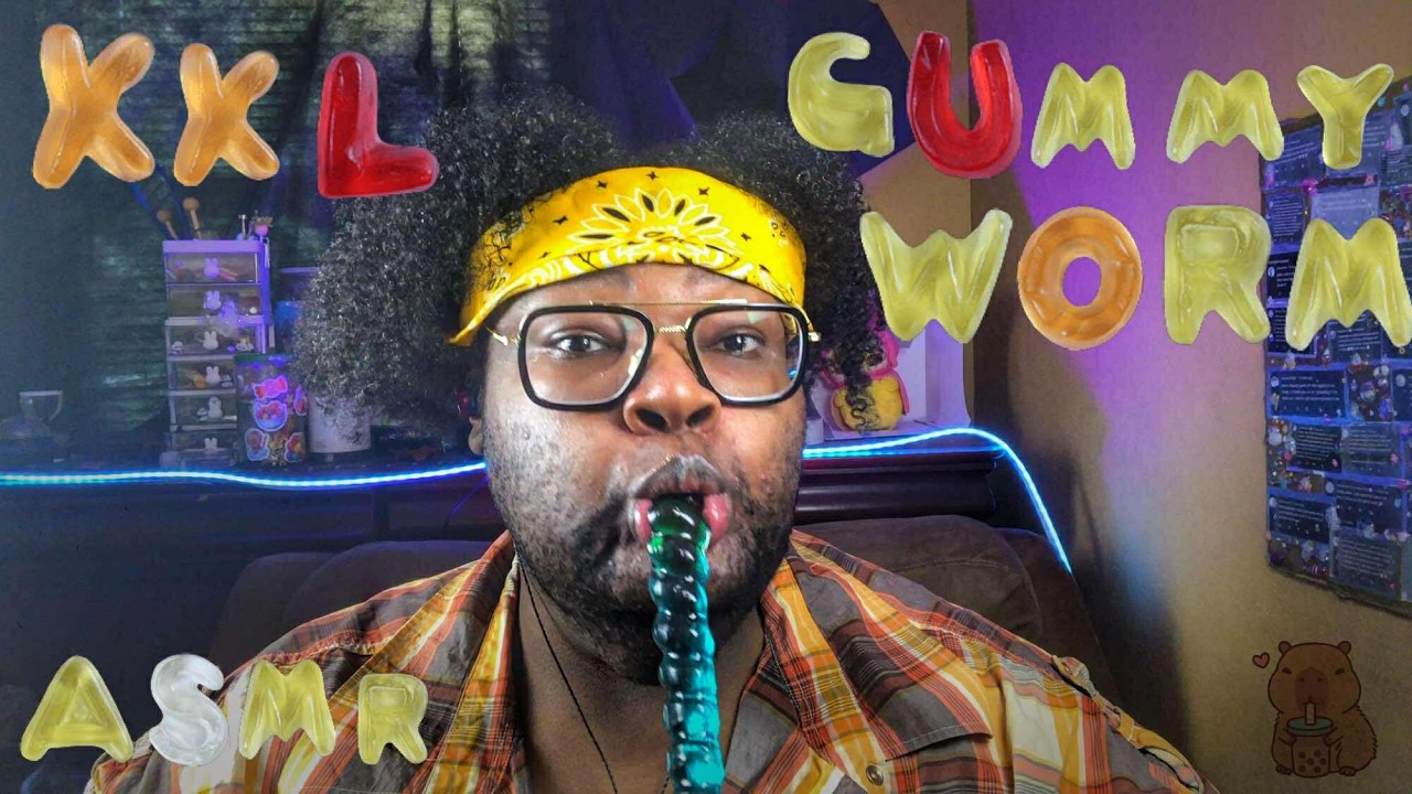 ASMR Giant Gummy Worm | Chewy Candy Eating Sounds