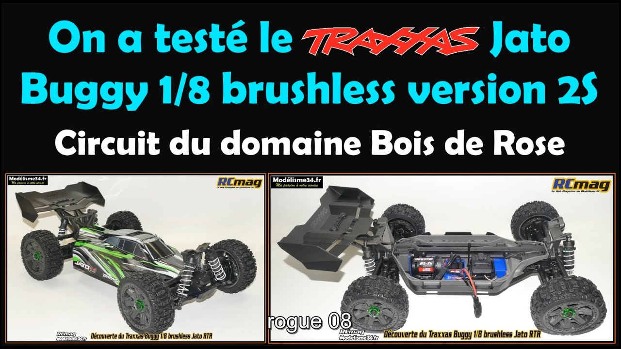 Premiers essais du buggy 1/8 brushless Traxxas Jato 2s sur circuit. Correct mais sous motorisé ...