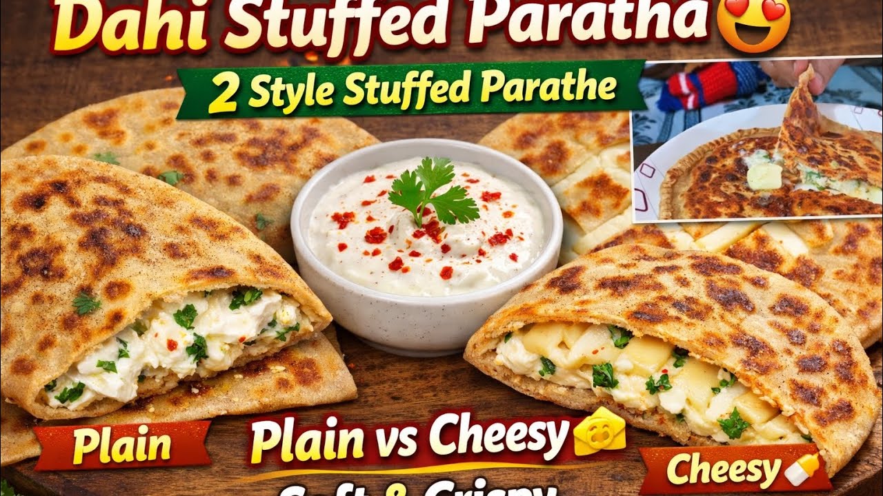 Dahi Stuffed Paratha😍 | 2 Style Stuffed Parathe /Soft & Crispy@GulgulKitchen-v1c #dahistuffedparatha