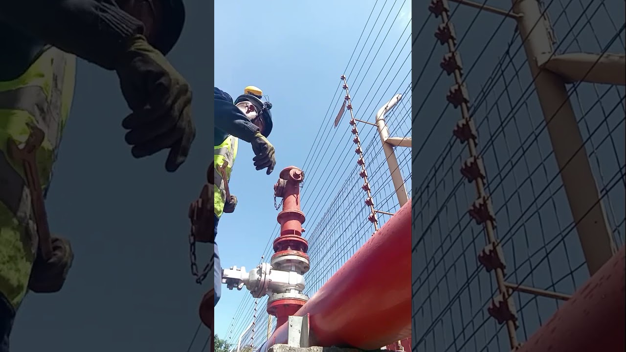 Troca das juntas antigas nas flanges na tubagem para combate ao incêndio 