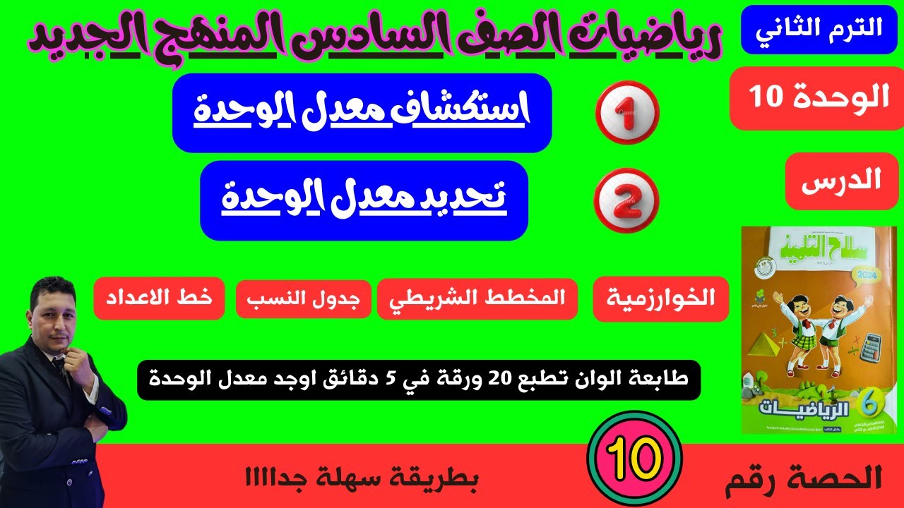 الوحدة 10 الدرس 1 و 2 استكشاف معدل الوحدة و تحديد معدل الوحدة