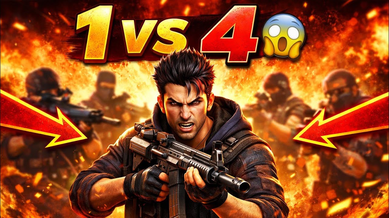 1 VS 4 CUSTOM MATCH 🔥🥵! CLUTCH IN FREE FIRE🎧👑