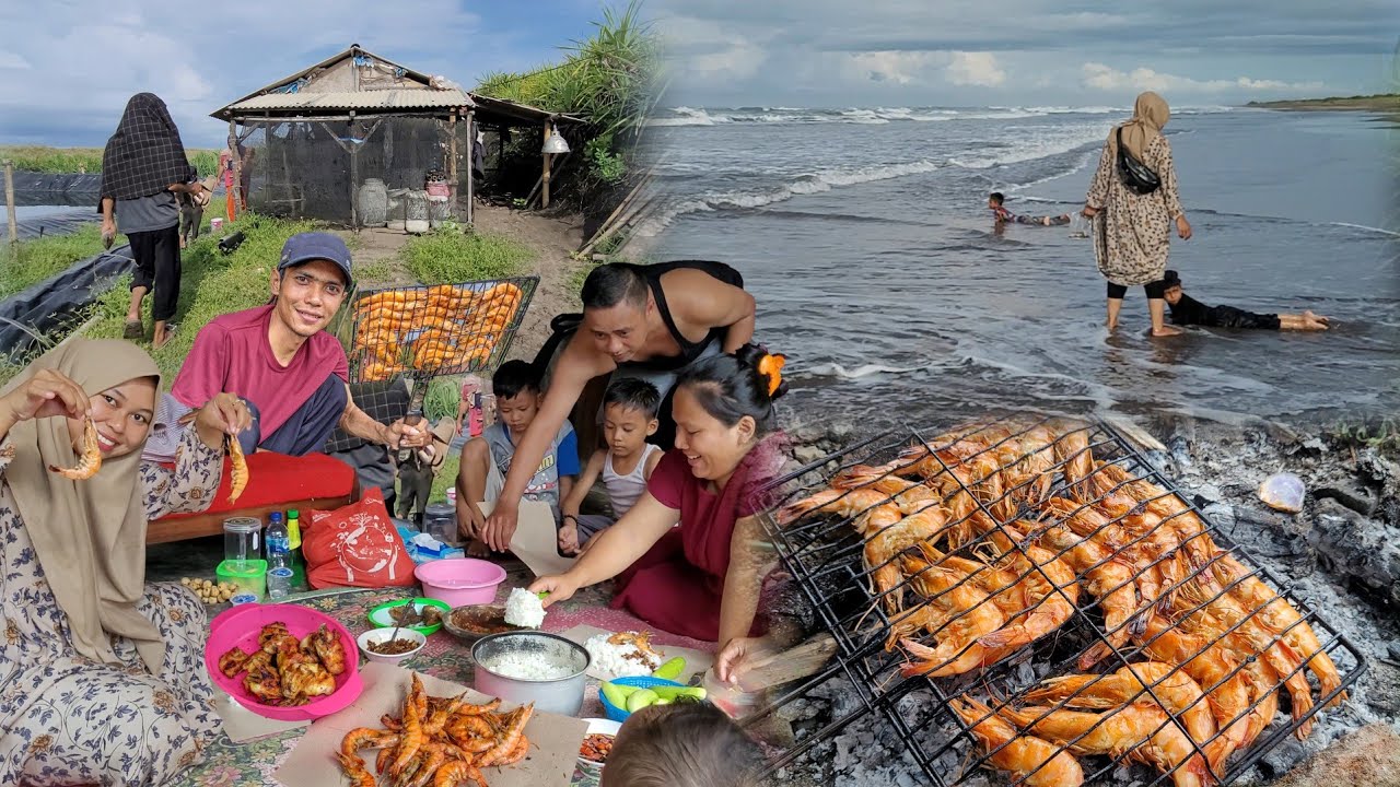 Liburan Ke Pantai, Main Ke Tambak Udang, Bakar Udang, Ayam Bakar, Botram Bersama