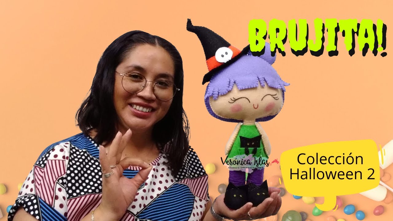 🔥 Tutorial Como hacer una brujita de fieltro |  Colección de Halloween (2)