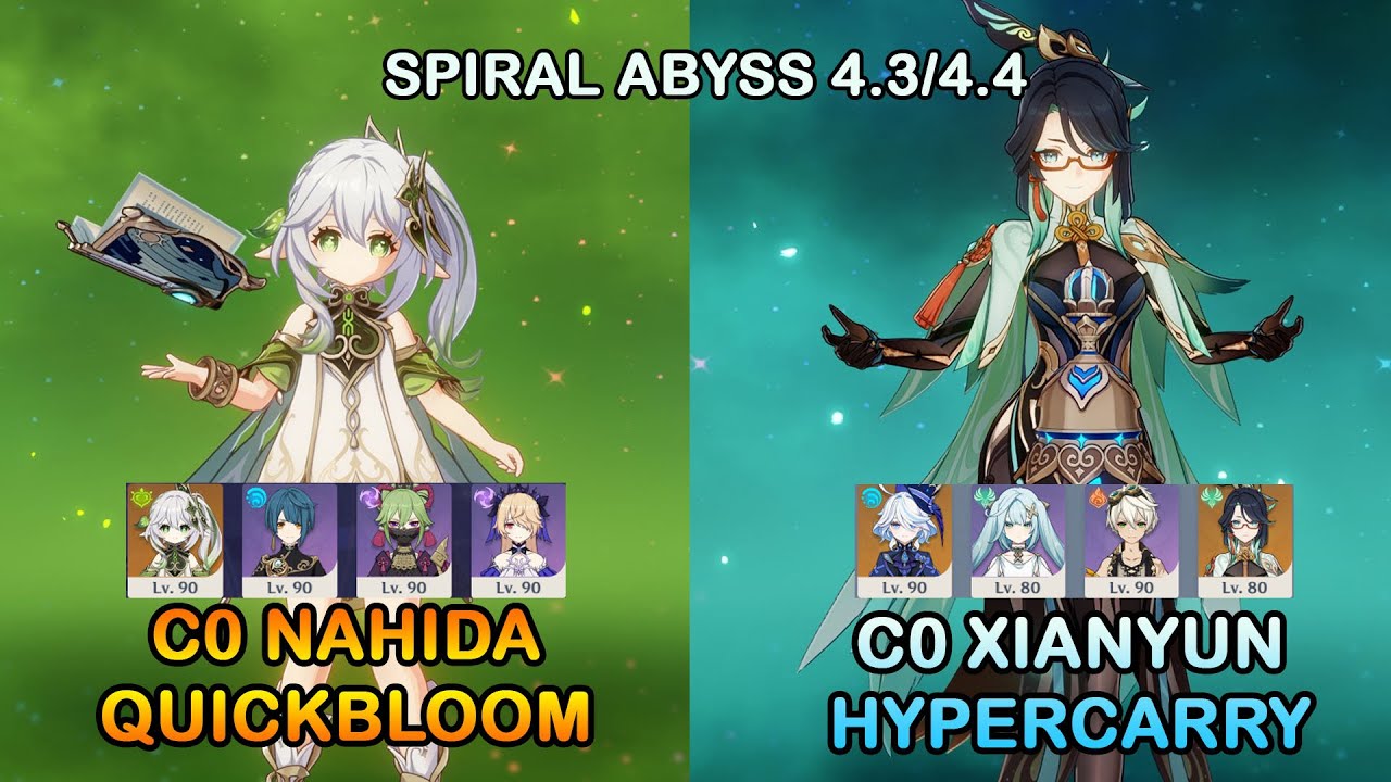 C0 NAHIDA QUICKBLOOM - C0 XIANYUN HYPERCARRY | SPIRAL ABYSS 4.3/4.4