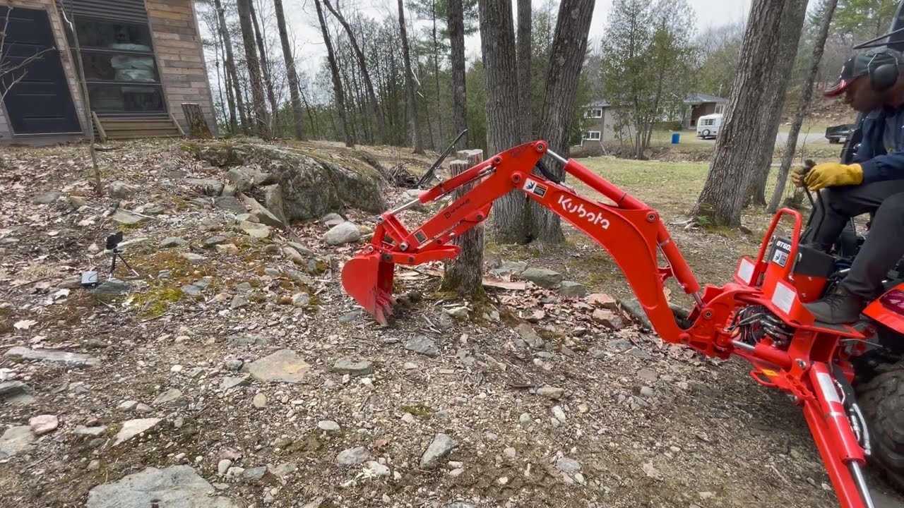 #9. Kubota BX23s... Clear spot - Remove stump - Try new trailer tow bar  HD 1080p