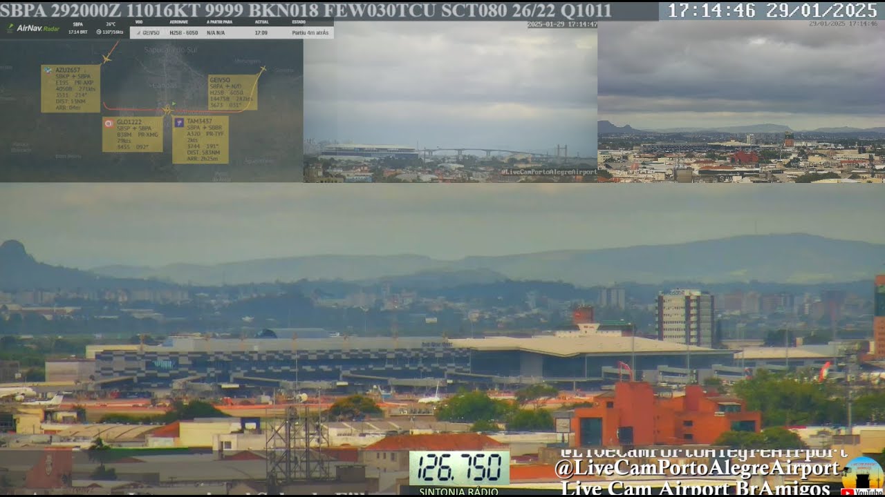 SBPA / POA - LIVE CAM 2 Aeroporto Salgado Filho de Porto Alegre Terminal e Pátio AO VIVO ライブ 居住