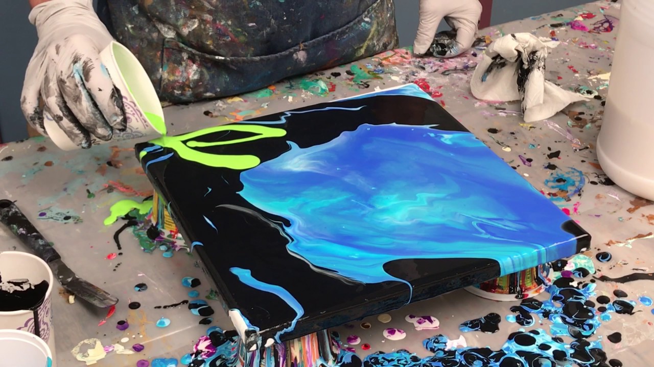 Acrylic Pour Painting: Painting A Flower Using Negative Space Demo #2