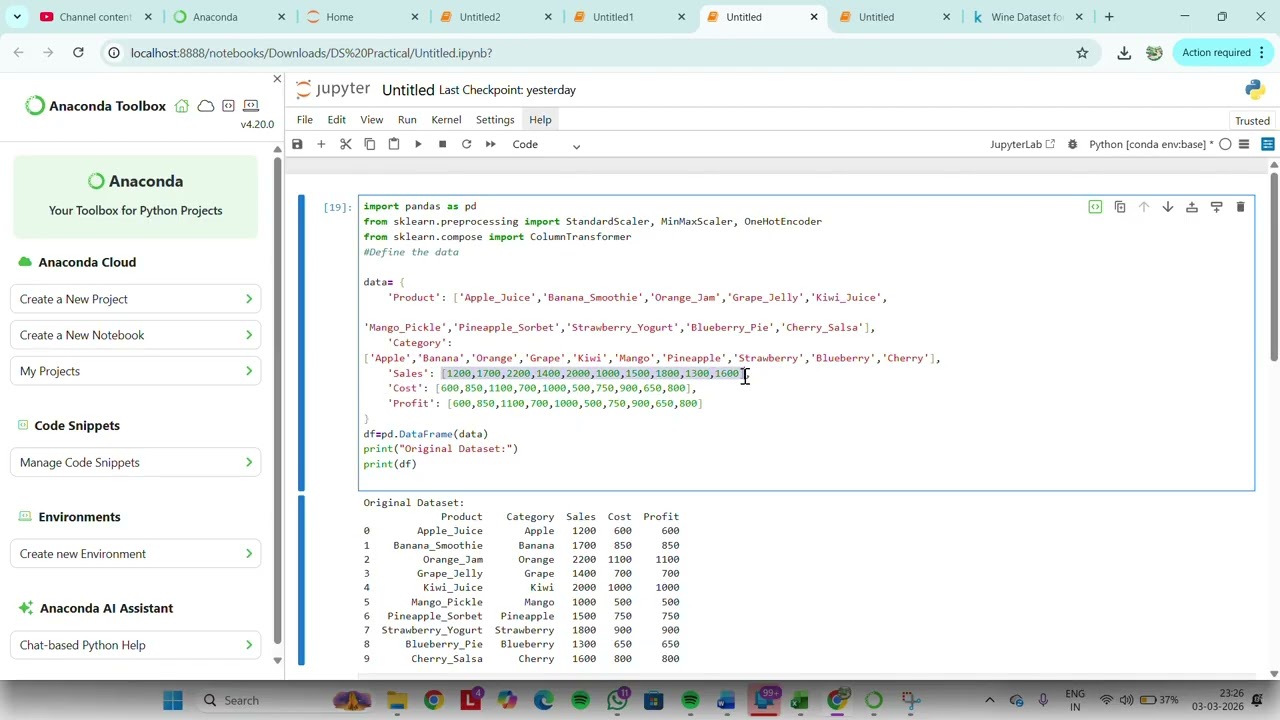 DATA SCIENCE PRACTICAL NO. 03 (JUPITER NOTEBOOK)