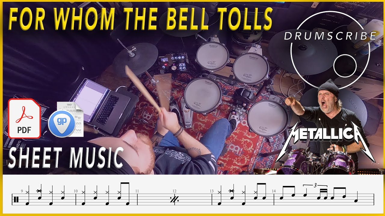 For Whom The Bell Tolls - Metallica | DRUM SCORE Sheet Music | #13 DRUMSCRIBE