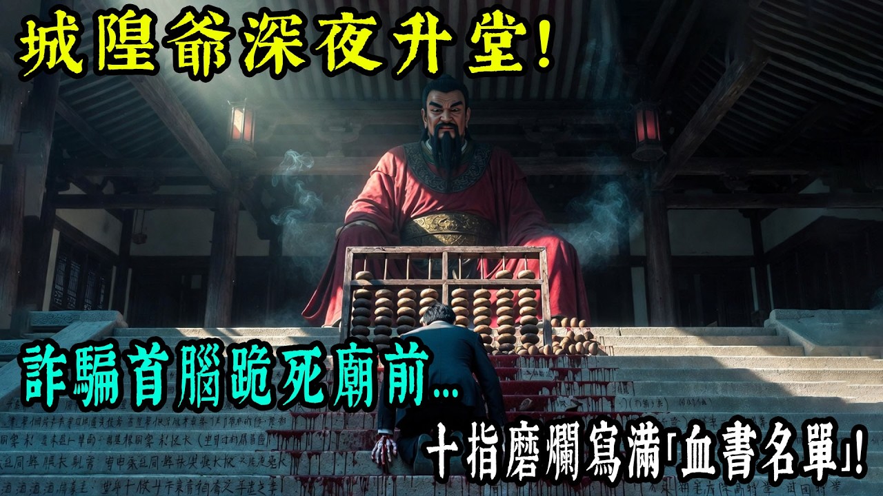 城隍爺深夜升堂！詐騙首腦逼死賣面嬤，慘遭陰差索命跪死廟前，十指磨骨寫滿「血書名單」，百年大算盤竟無故碎裂...【老王故事會】