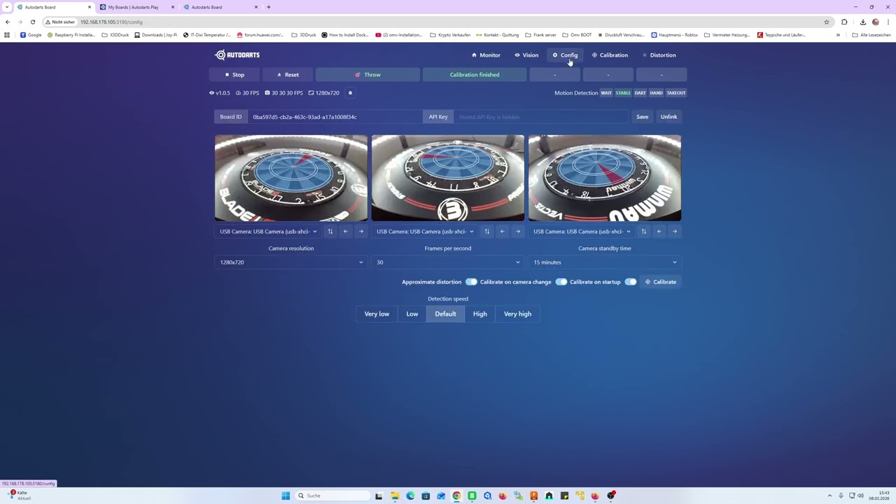 Autodarts-Dartscheibe- einrichten nach Raspberry Pi Installation.