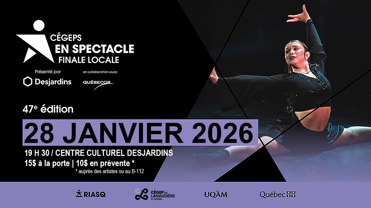 Cégeps en spectacle, Finale locale Joliette 2026. 47e édition.