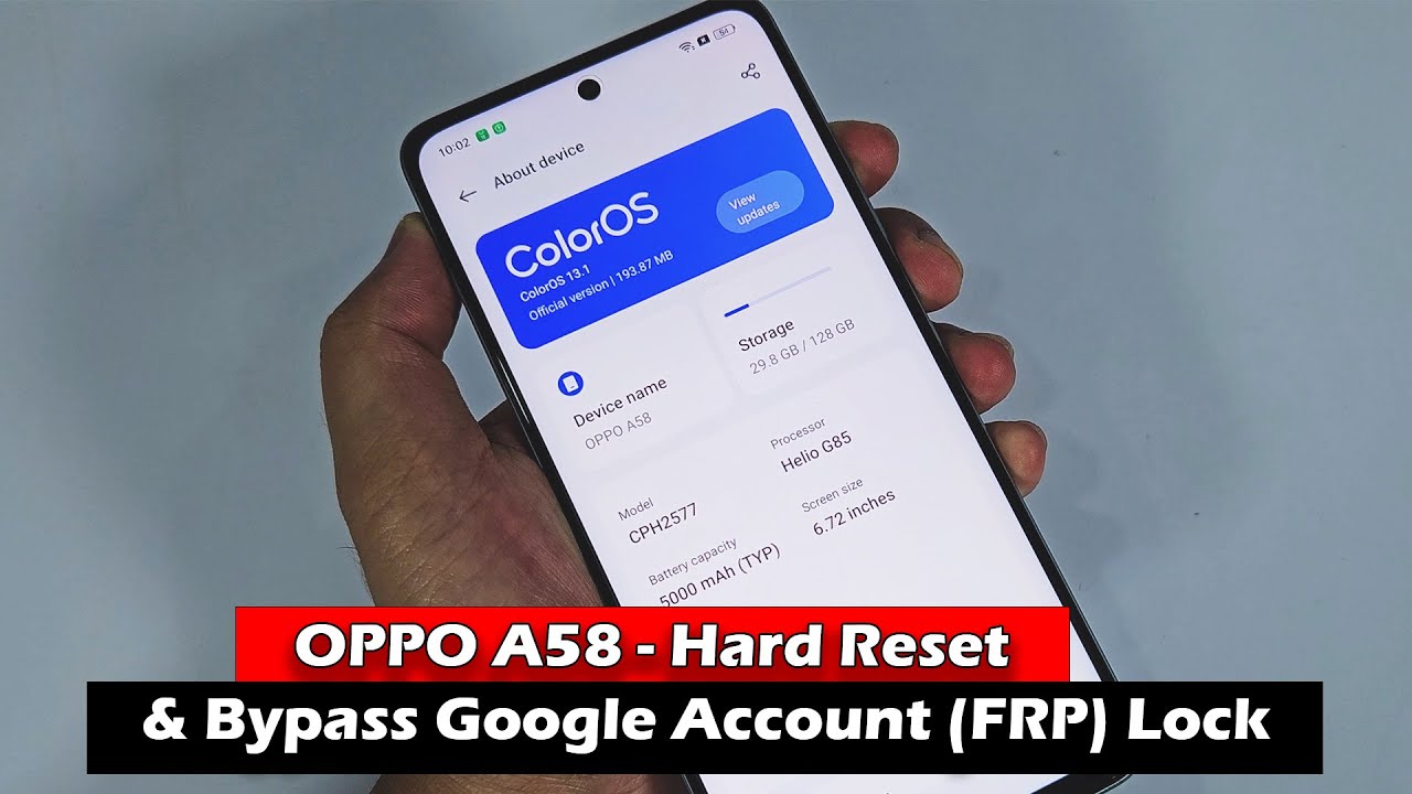 OPPO A58 - Hard Reset & Bypass Google Account (FRP) Lock
