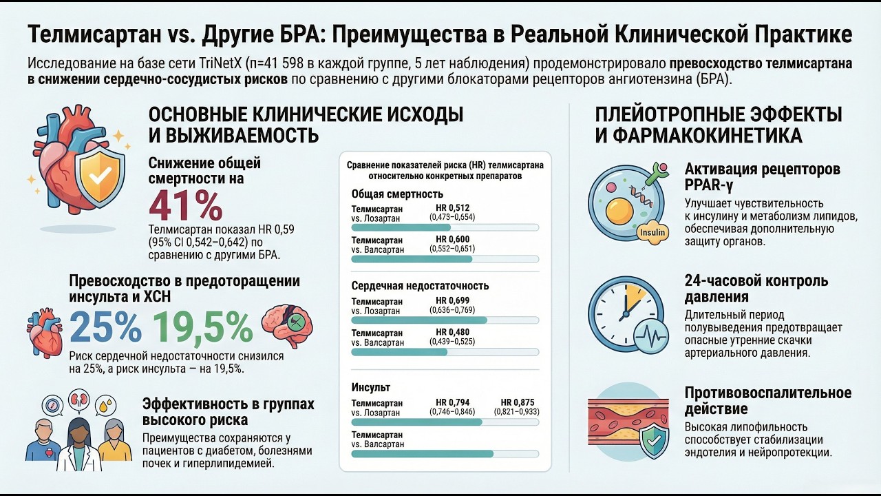 Почему телмисартан снижает смертность лучше других БРА