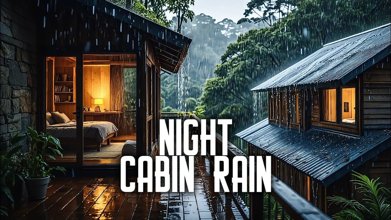 Cozy Rain Cabin at Night 🌧️ Cabin Roof Rain Sounds for Deep Sleep & Insomnia Relief