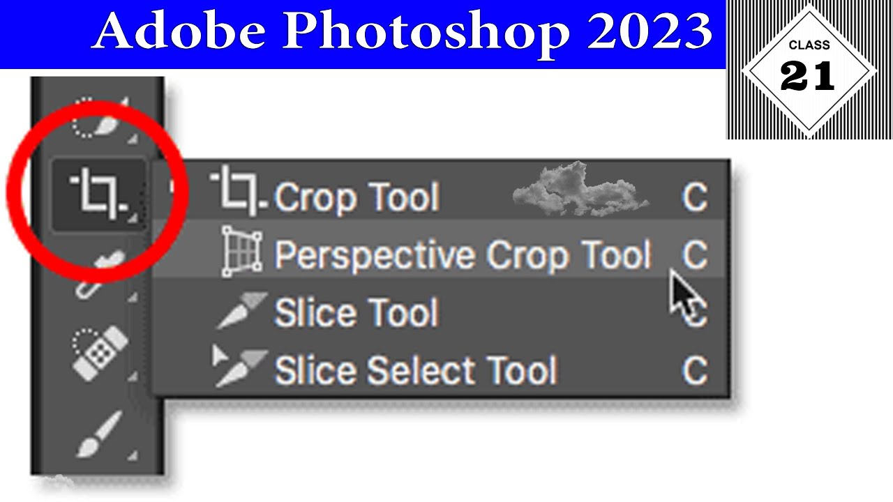 Day 21, Crop, Eye Dropper & Frame Tool detail video in Photoshop 2023.