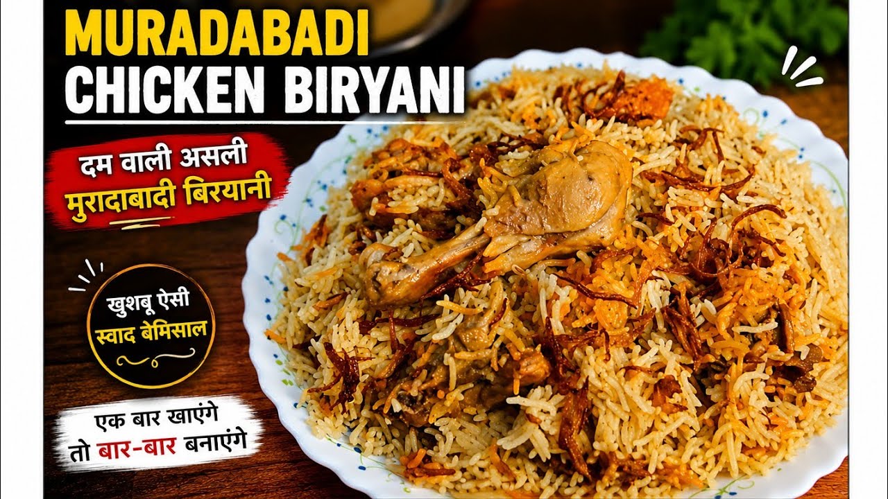 देखकर ही मुंह में पानी आ जाए ऐसी जबरदस्त मुरादाबादी चिकन बिरयानी की रेसिपी