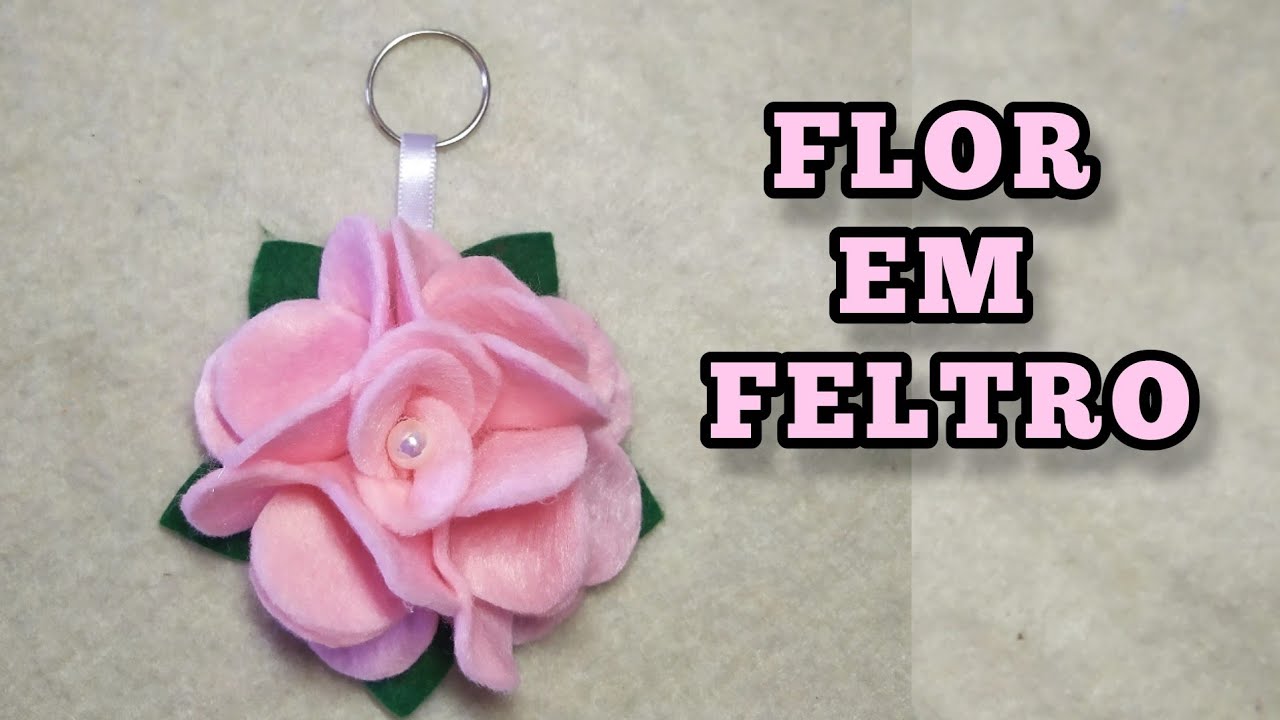 LEMBRANCINHA PARA O DIA DA MULHER - CHAVEIRINHO FLOR EM FELTRO - COM MOLDE GRÁTIS - FAÇA VOCÊ MESMO.