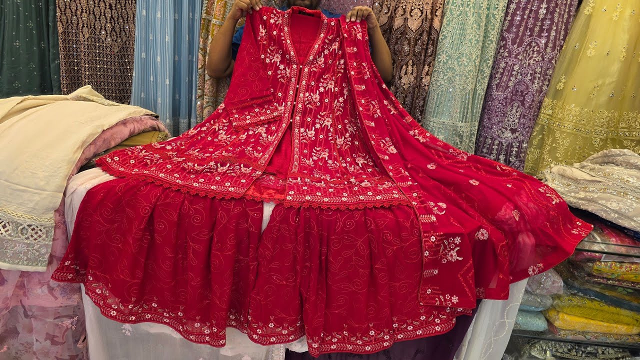 পাকিস্তানি ব্রাইডাল গারারা/ঈদ ২০২৬ পাকিস্তানি রেডি ড্রেস/শর্ট কামিজ প্লাজো পাকিস্তানি রেডি ৩পিস