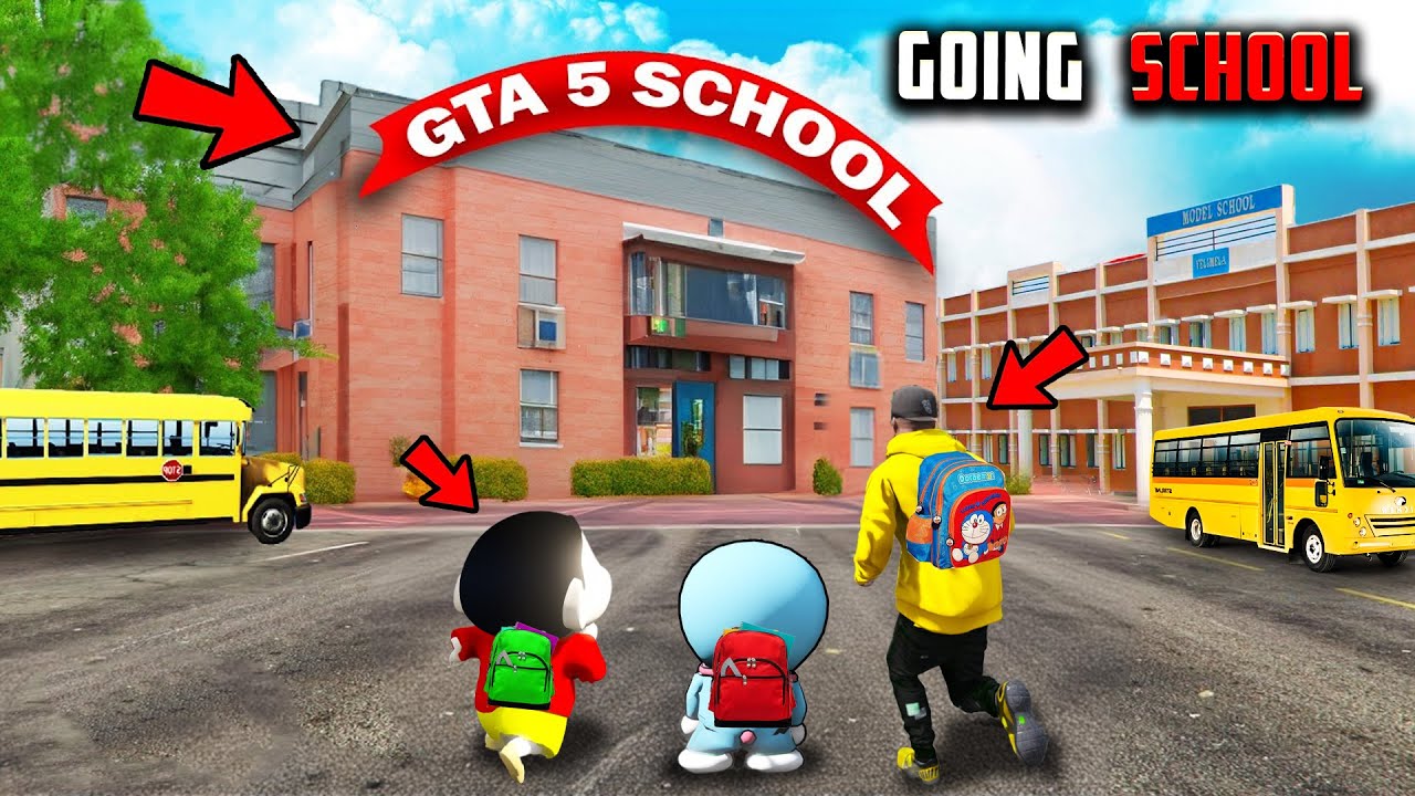 GTA V : Franklin & shinchan 🤣Going To School🏫 GTA5 Telugu | Tri Star