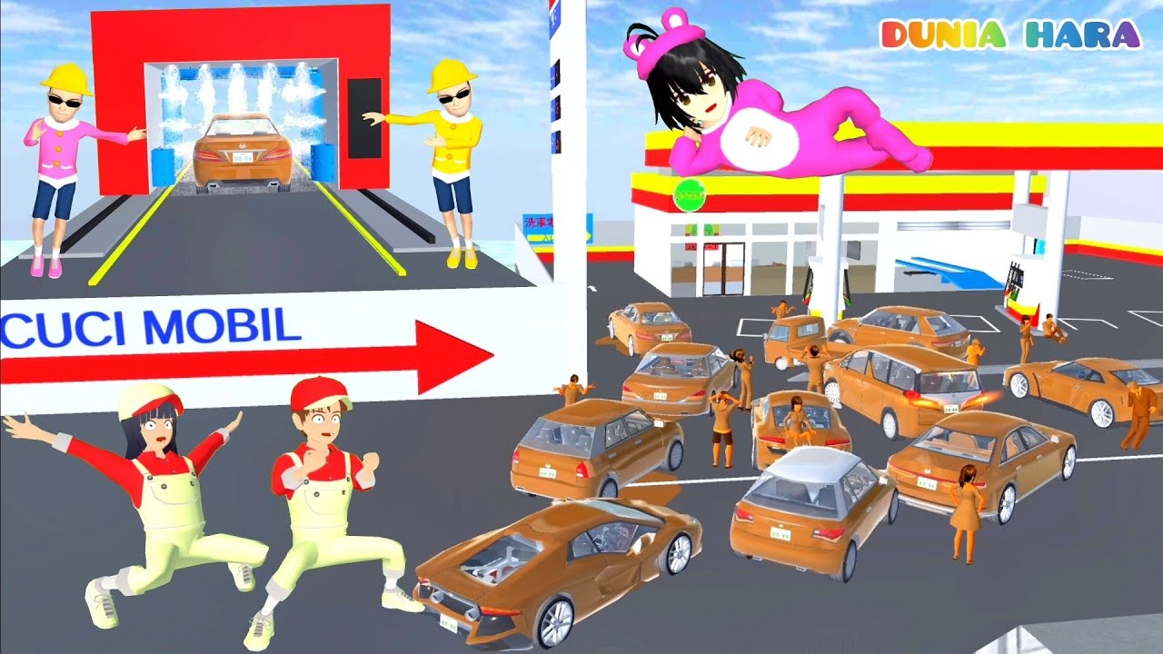 Banjir Lumpur Semua Mobil Kotor  😰 Yuta Kerja Cuci Mobil di Pom Bensin | Sakura School Simulator