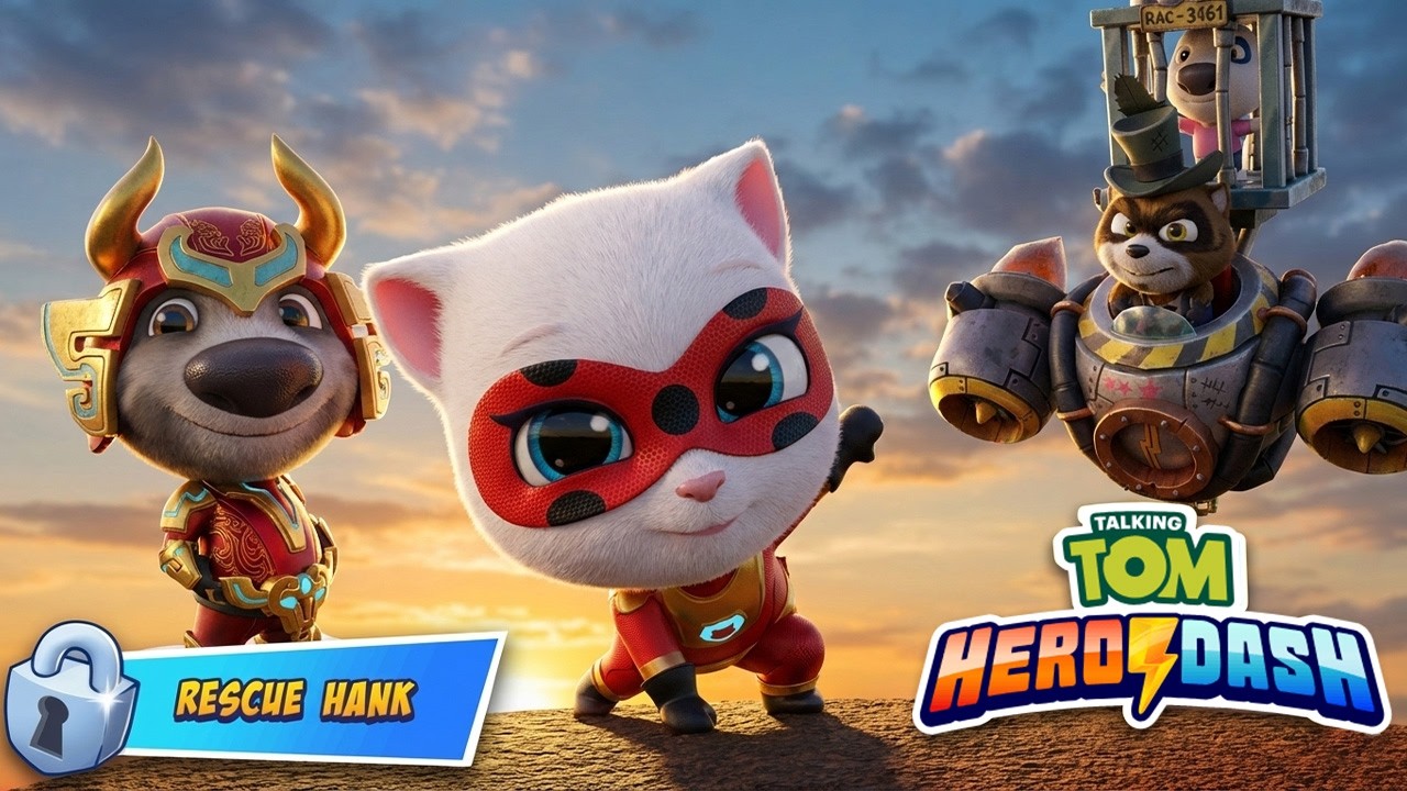 SAMURAI HANK vs. GIANT RACCOON BOSS! Talking Tom Hero Dash Gameplay
