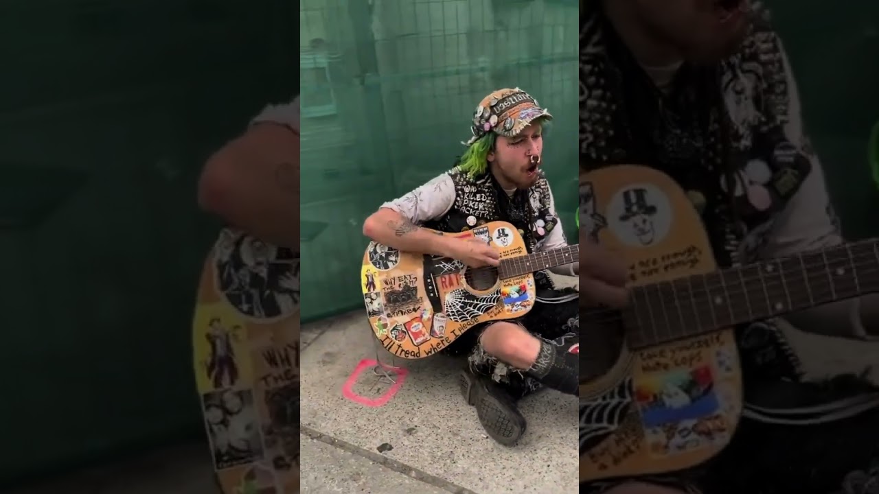 Toronto folk punk busker. Mangey Vintar. Original song: What you gotta do