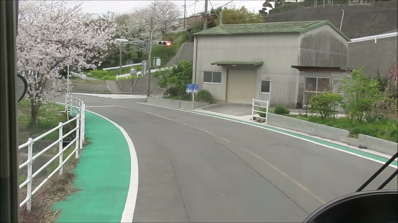 国東観光バス1755　杵築バスタ－ミナル⇒新道⇒杵築駅前　前面展望動画