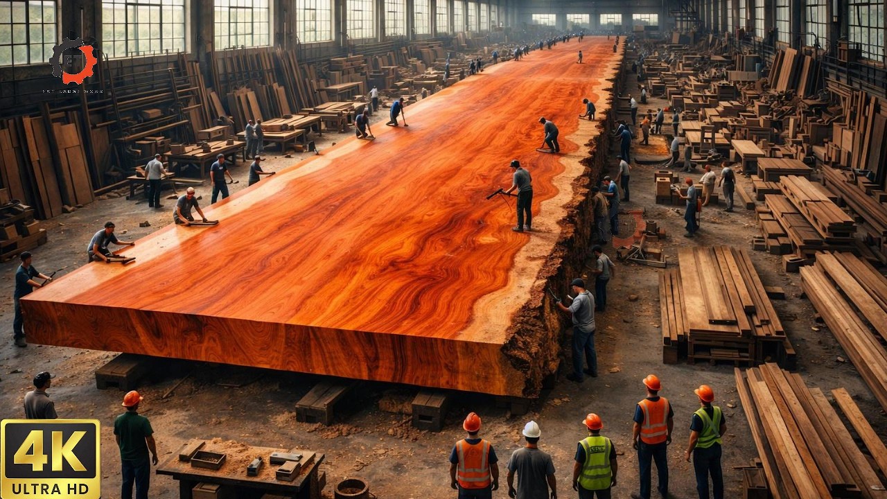 Inside the Mega Wood Factory | Extreme Processing of Giant Logs into Luxury Wood Tables