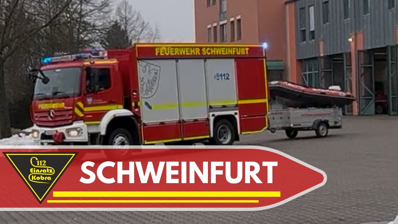 [RW mit Boot] Einsatzfahrten der Feuerwehr Schweinfurt, RD & Polizei