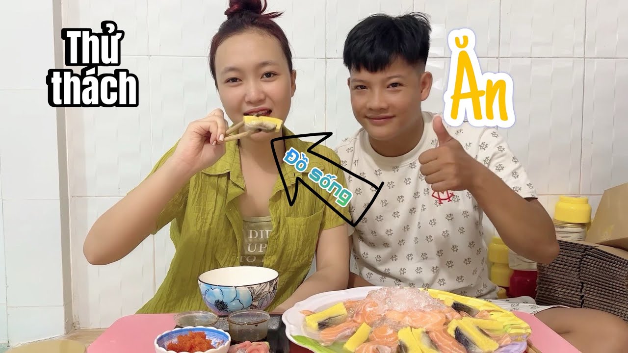 Vợ Chống Quốc Nghĩa Thử Th&aacute;ch Ăn Sashimi C&aacute; Sống Tại Nh&agrave;