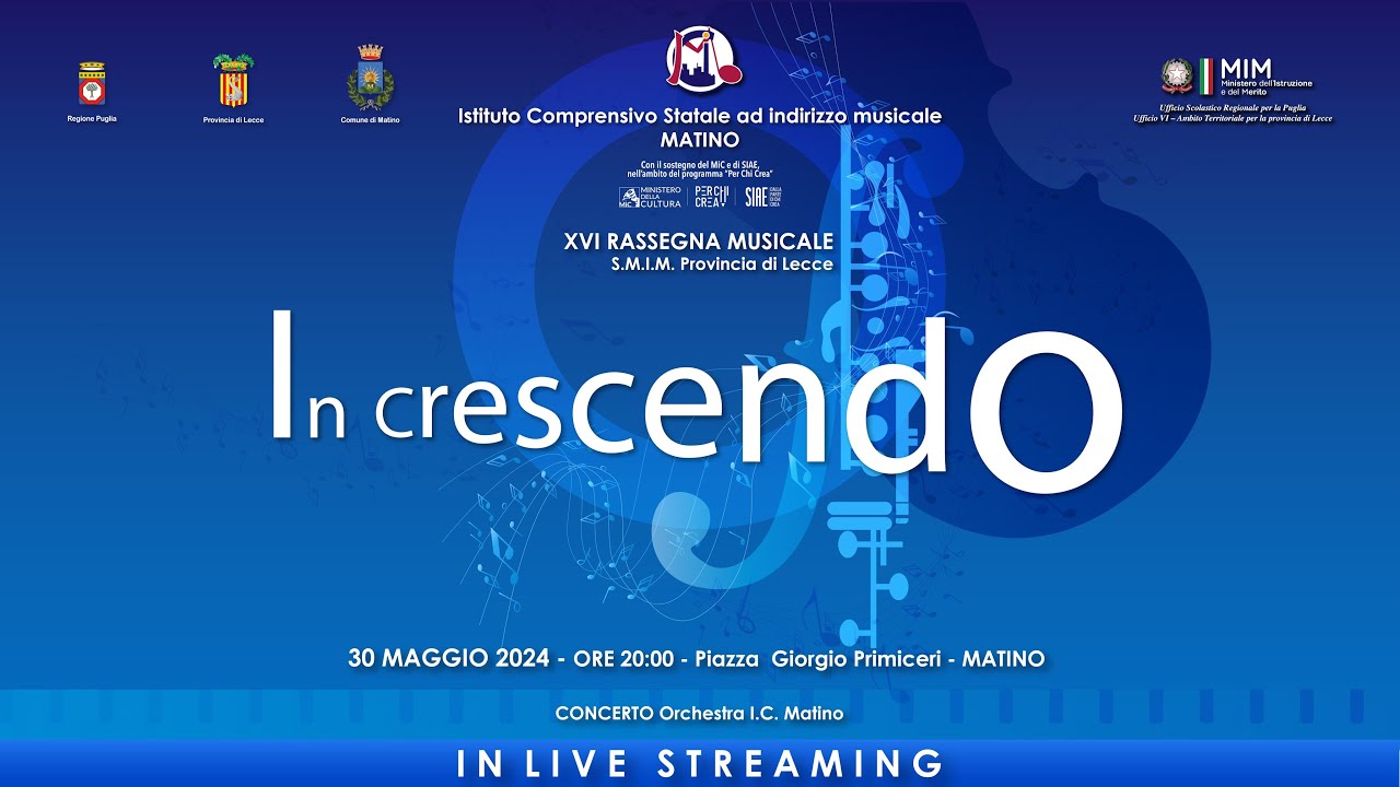 XVI CONCERTO MUSICALE InCrescendo - 30 Maggio 2024 ORE 20:00 - in live Streaming