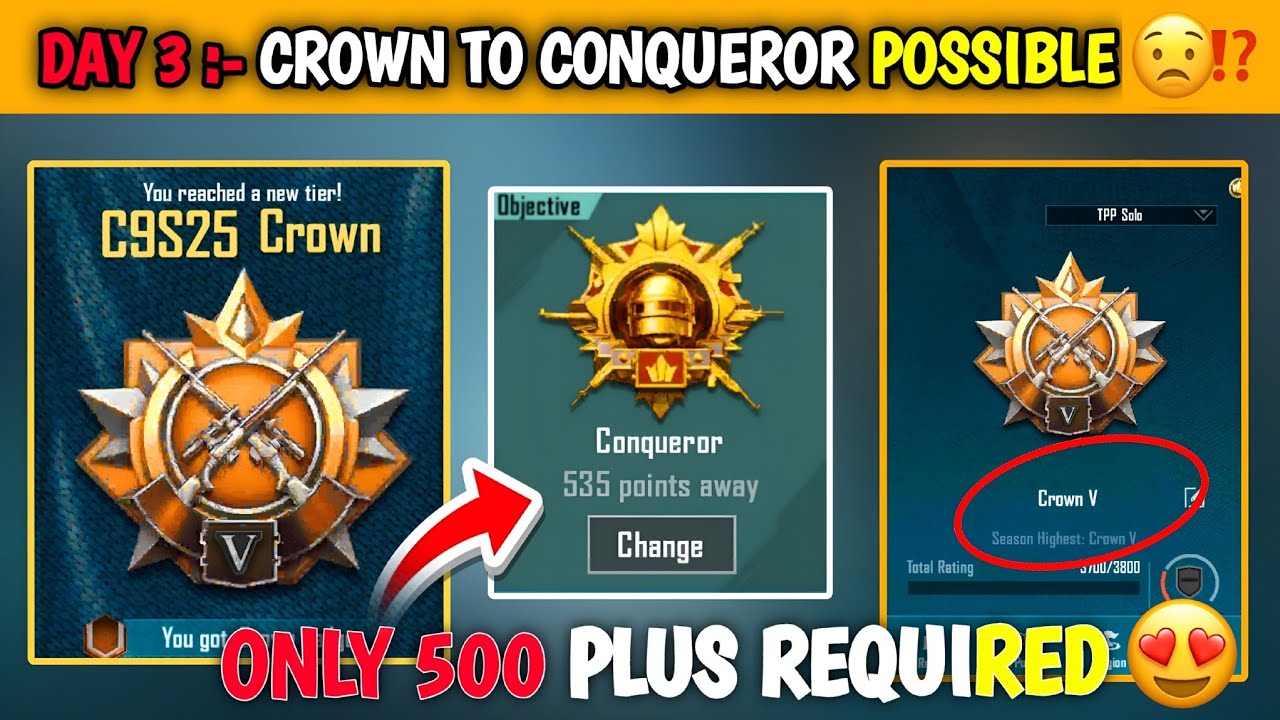 🇮🇳DAY 3 :-500 PLUS KA TARGET KAISE COMPLETE KARE 🎯🧐‼️HOW TO GET HOVERCRAFT IN SOLO | C9S25 CONQUEROR