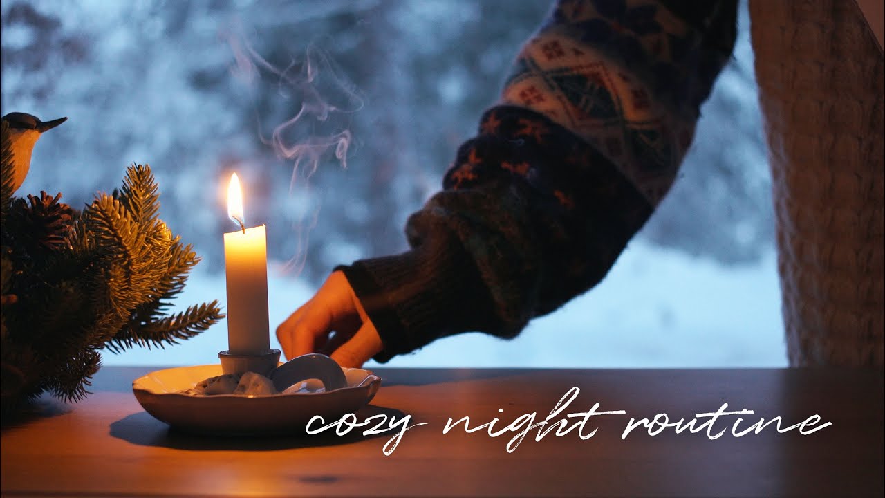 My Cozy Night Routine - baking vegan waffles, drawing, silent aesthetic winter vlog