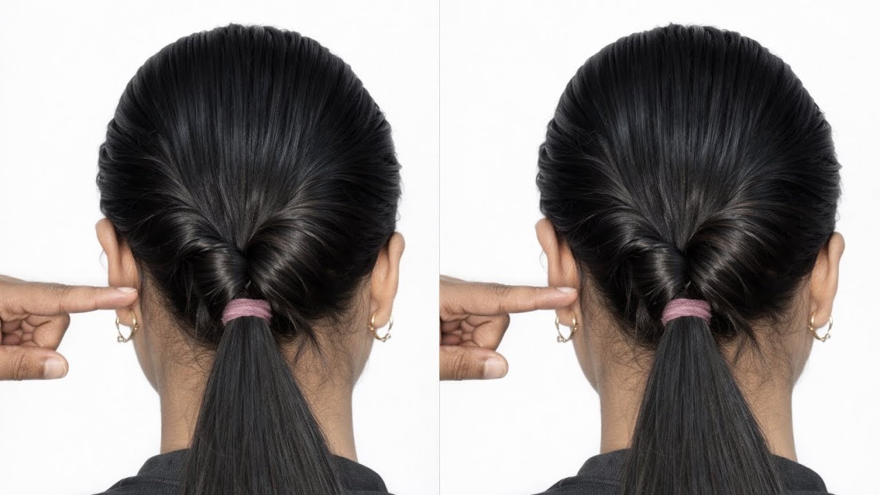 1 Minute Sleek Braided Ponytail 😍 | Easy Low Bun Hack | Everyday Elegant Look 