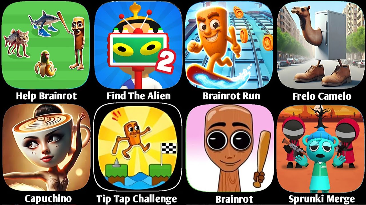 Roblox, Brainrot Tiptap Challenge, Help Brainrot Tricky Puzzle, Brainrot Escape, Merge Brainrot
