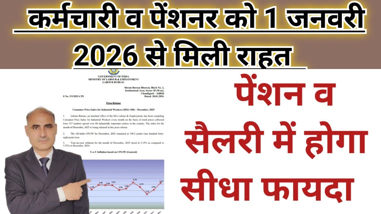 Pensioner & Employees DA Increase News | केंद्रीय कर्मचारी व पेंशनर महंगाई भत्ता बढ़ोतरी जनवरी 2026