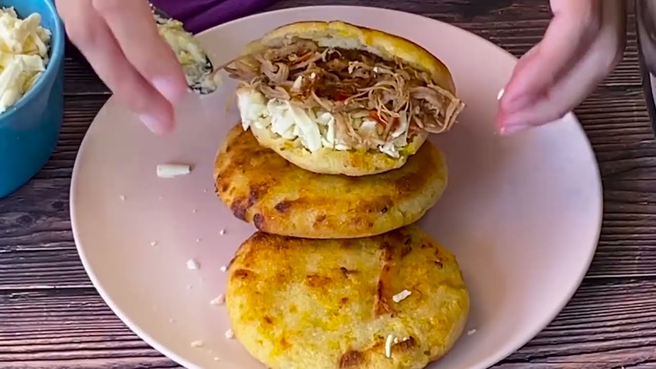 Air fried plantain arepas