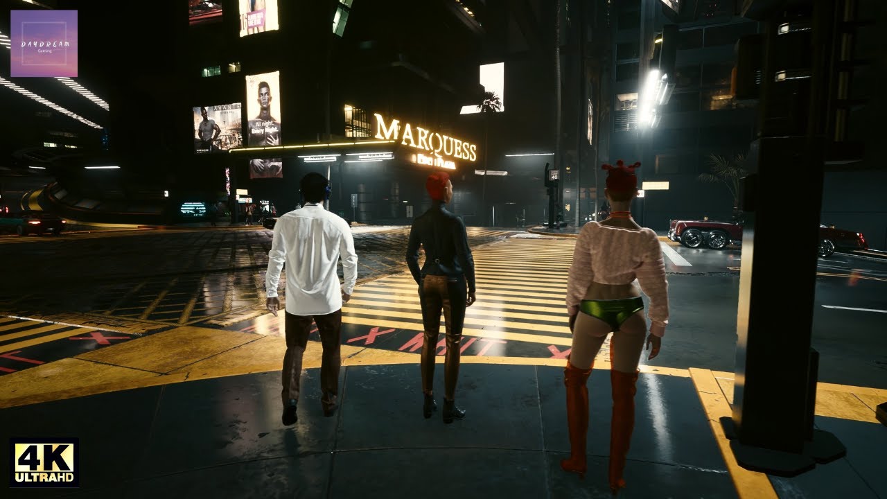 Relaxing Ambient Walking Tour in the Downtown of Night City | Cyberpunk 2077 - 4K Ultra Max Graphics