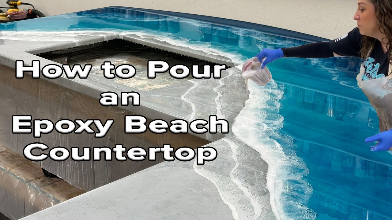 How to Pour an Epoxy Resin Beach Countertop with Sunset Backsplashes
