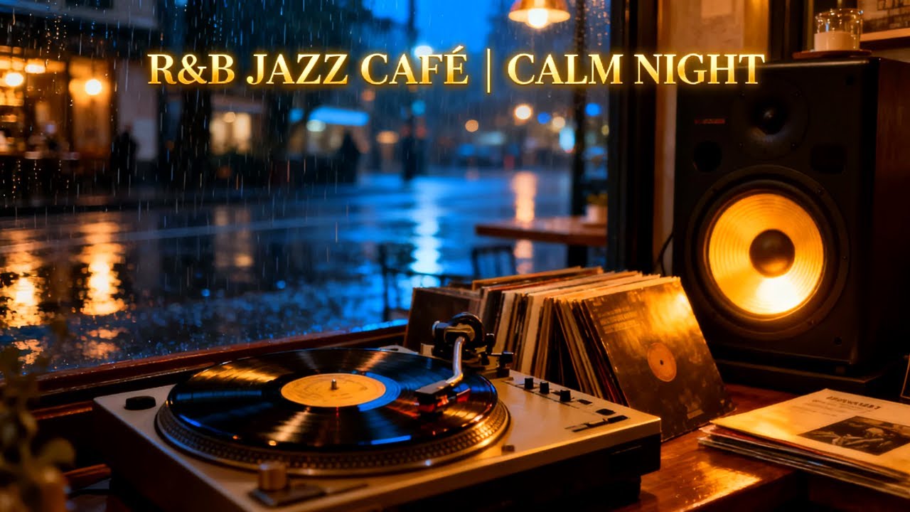 RnB Jazz for Late November Calm Study Hours | Warm Golden Rain Café Ambience