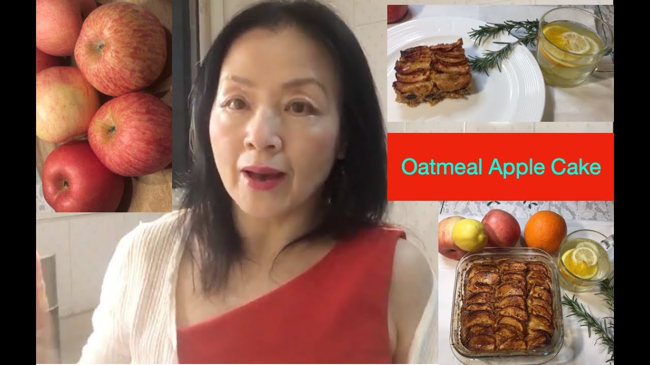 Beautiful Oatmeal Apple Cake . No sugar , No flour .