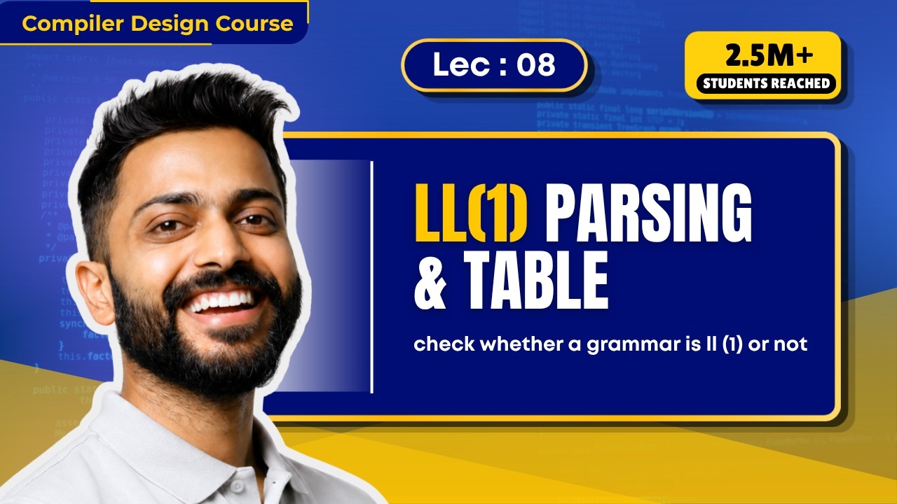 Lec-8: LL(1) Parsing Table | Check Whether a Grammar is LL(1) or Not