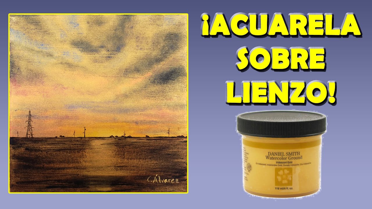 Pruebo WATERCOLOR GROUND oro iridiscente de DANIEL SMITH. [Acuarela sobre lienzo]
