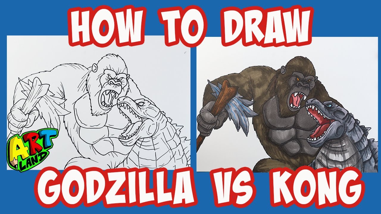 How to Draw GODZILLA VS KONG WITH HIS AXE!!!